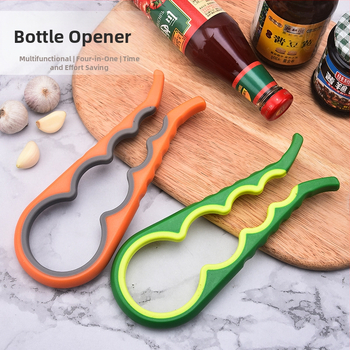 Κατασκευαστές σε απόθεμα δύο χρωμάτων, πολυλειτουργικό ανοιχτήρι μπουκαλιών τεσσάρων σε ένα, πλαστικό αντιολισθητικό ανοιχτήρι κονσερβών με βιδωτό καπάκι που εξοικονομεί εργασία