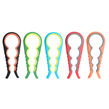 Κατασκευαστές σε απόθεμα δύο χρωμάτων, πολυλειτουργικό ανοιχτήρι μπουκαλιών τεσσάρων σε ένα, πλαστικό αντιολισθητικό ανοιχτήρι κονσερβών με βιδωτό καπάκι που εξοικονομεί εργασία