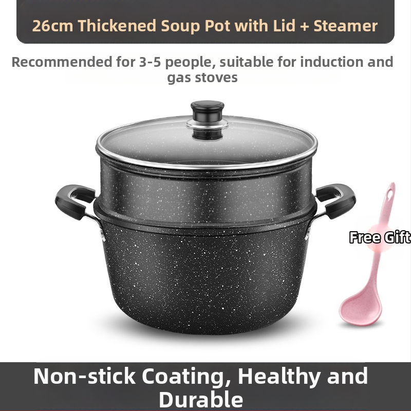 Medicininio akmens sriubos puodas, buitinis nelimpantis puodas, universali viryklė, dvigubos ausies troškinys, didelės talpos sriubos puodas, vakarėlių karštas puodas