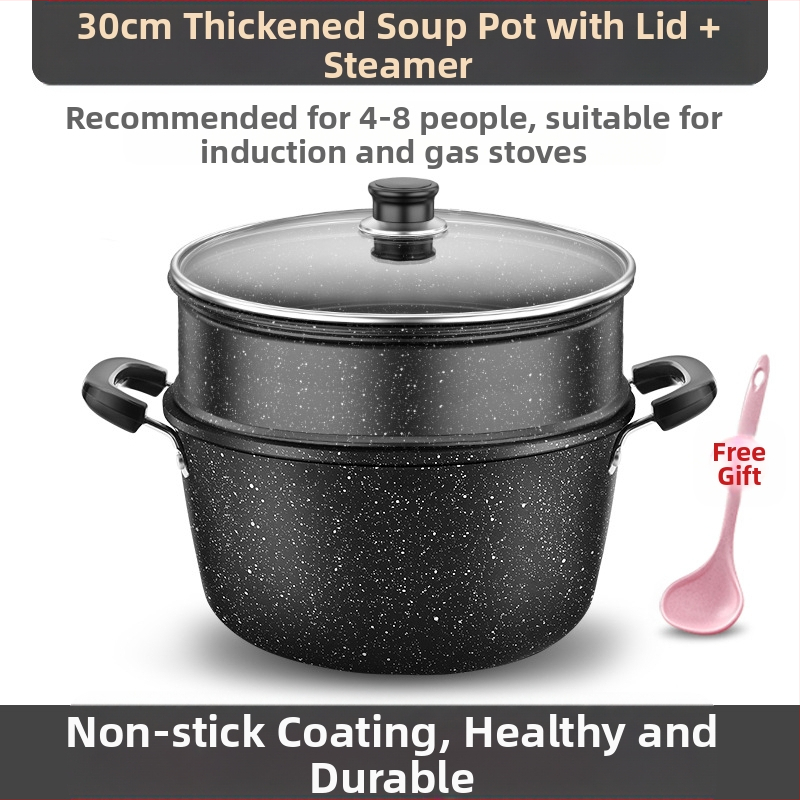 Medicininio akmens sriubos puodas, buitinis nelimpantis puodas, universali viryklė, dvigubos ausies troškinys, didelės talpos sriubos puodas, vakarėlių karštas puodas