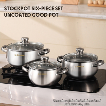 Nerūdijančio plieno perlinis puodas, šešių dalių dvigubos ausies sriubos puodas, tinkantis virtuviniam puodui, sriubos puodui, makaronų puodui, karštam puodui, aukštam sriubos puodui