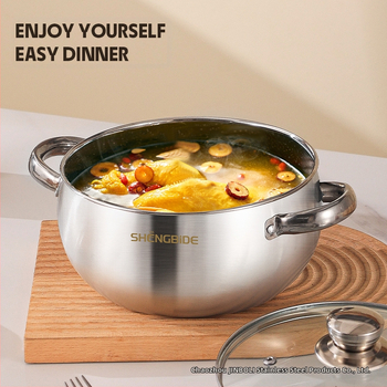 Nerūdijančio plieno perlinis puodas, šešių dalių dvigubos ausies sriubos puodas, tinkantis virtuviniam puodui, sriubos puodui, makaronų puodui, karštam puodui, aukštam sriubos puodui