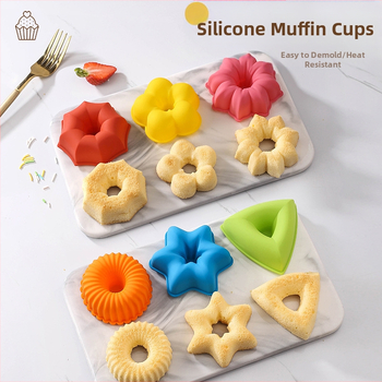 24-osaline komplekt paksendatud silikoonist muffinikoogivorme, 6 kujuga sõõrikud, isetehtud magustoitude muffinivormid