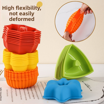 24-osaline komplekt paksendatud silikoonist muffinikoogivorme, 6 kujuga sõõrikud, isetehtud magustoitude muffinivormid