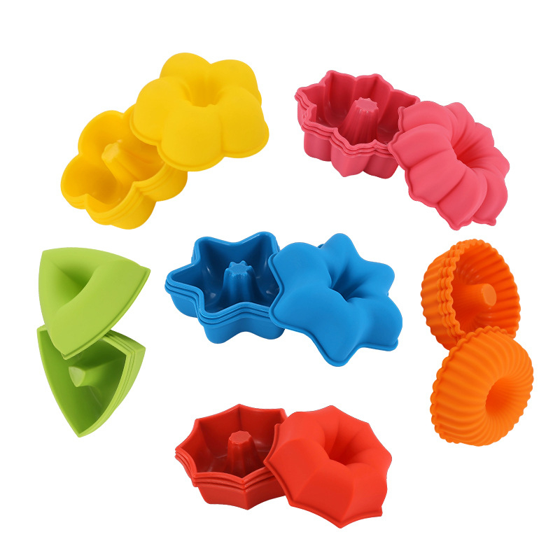 24-osaline komplekt paksendatud silikoonist muffinikoogivorme, 6 kujuga sõõrikud, isetehtud magustoitude muffinivormid