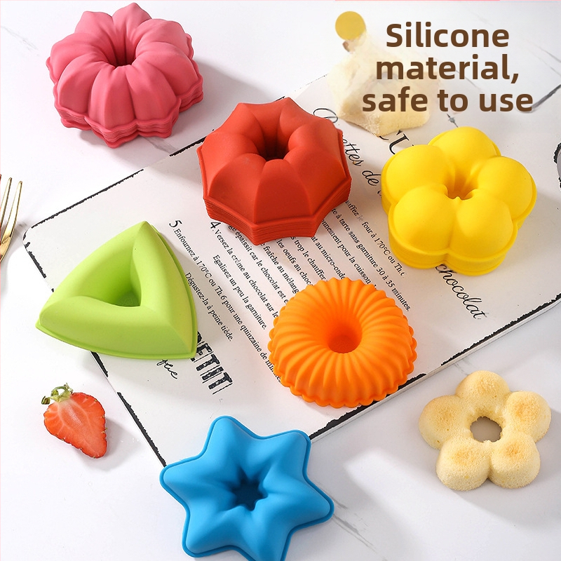 24-osaline komplekt paksendatud silikoonist muffinikoogivorme, 6 kujuga sõõrikud, isetehtud magustoitude muffinivormid