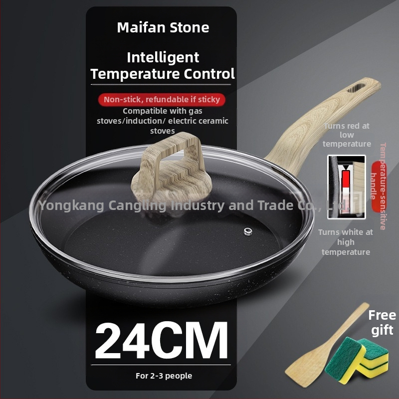 Vulkaninė maifano akmens keptuvė nepridegančia keptuve, buitinė kepsnio keptuvė, blynų keptuvė, kiaušinių keptuvė, blynų keptuvė, indukcinė viryklė