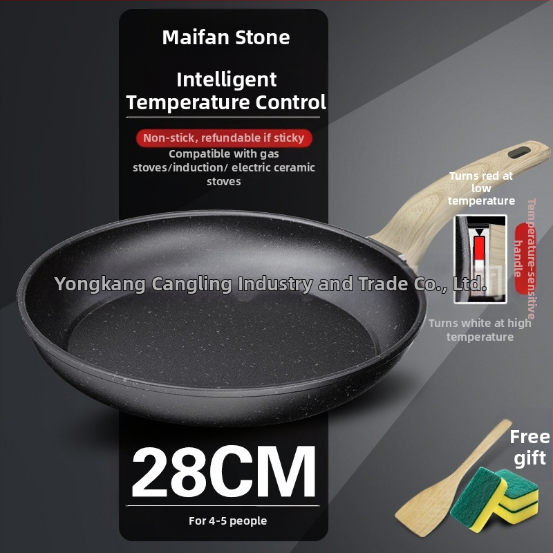 Vulkaninė maifano akmens keptuvė nepridegančia keptuve, buitinė kepsnio keptuvė, blynų keptuvė, kiaušinių keptuvė, blynų keptuvė, indukcinė viryklė