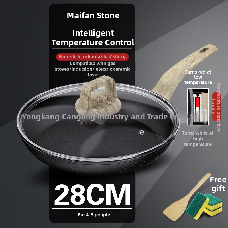 Vulkaninė maifano akmens keptuvė nepridegančia keptuve, buitinė kepsnio keptuvė, blynų keptuvė, kiaušinių keptuvė, blynų keptuvė, indukcinė viryklė