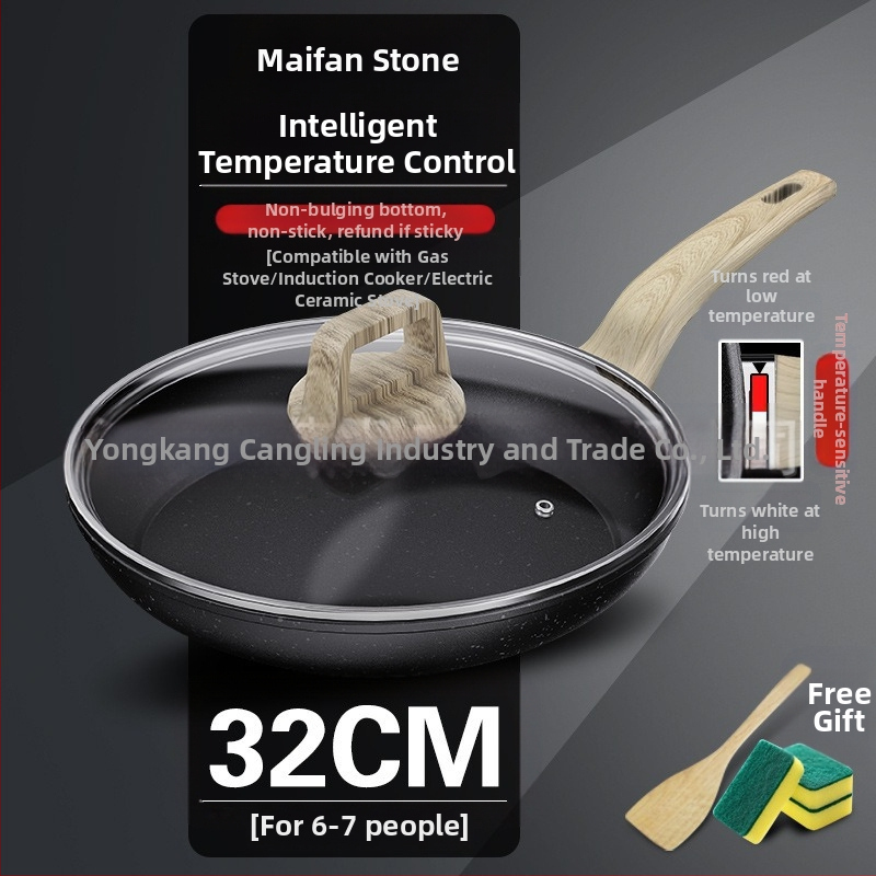 Vulkaninė maifano akmens keptuvė nepridegančia keptuve, buitinė kepsnio keptuvė, blynų keptuvė, kiaušinių keptuvė, blynų keptuvė, indukcinė viryklė