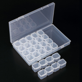 Maniküüritööriistad 28-ruuduline hoiukarp Ehtekarp, mida saab kokku panna ja lahti võtta Plastkarp Küünte ehete pakkekarp Teemant