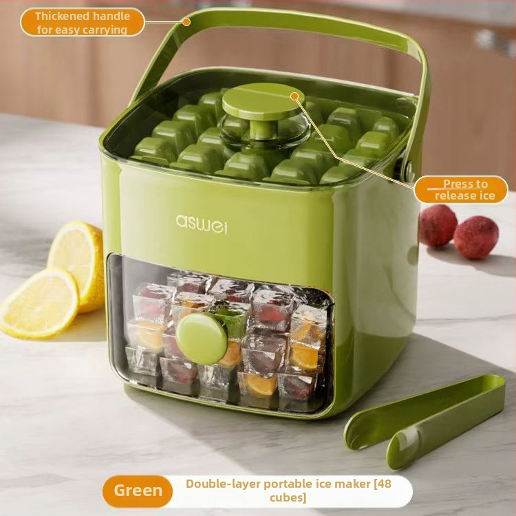 Paspauskite silikoninį ledo kubelį, ledo rutulį, plastikinę nešiojamą ledo dėžę, didelės talpos šaldytuvą, užšaldytą ledą, ledo kubelio formą