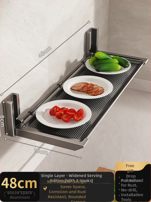 ♤ Köögiriiul, lõikelaua riiul, puurimata seinale kinnitatav multifunktsionaalne kokkupandav hoiuriiul, potikaane- ja vürtsiriiul, kaussiriiul