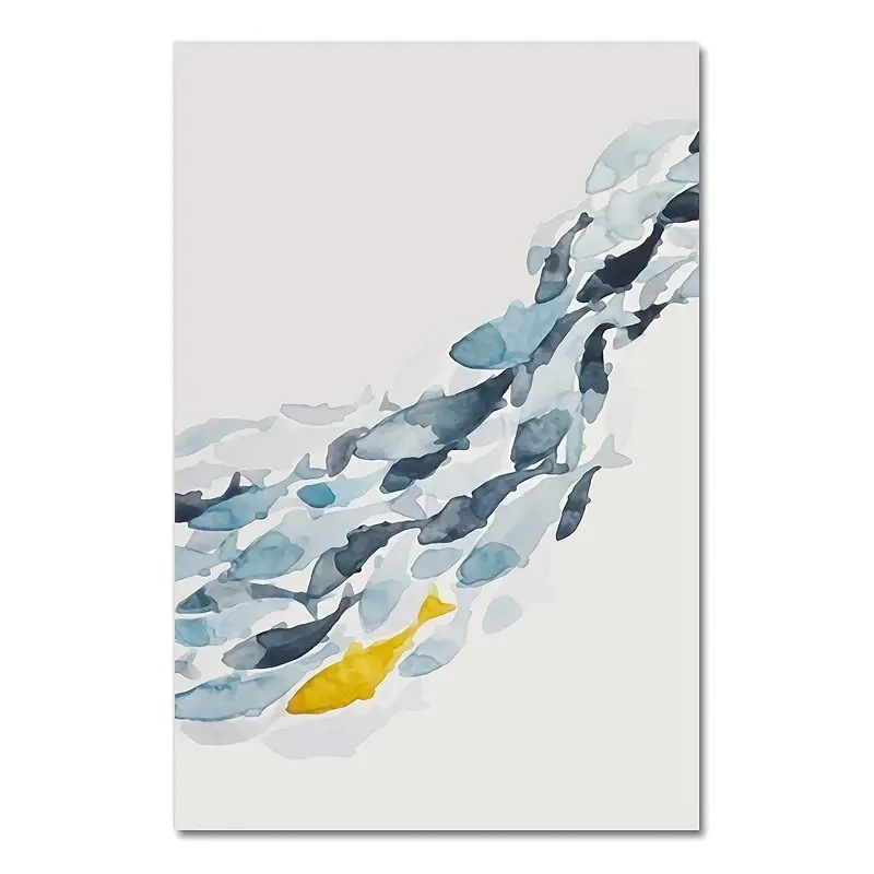 Риба Пътуване, за да печелите пари Тройна безрамкова сърцевина Северен стил Хол Диван Фон Висяща картина Ниша Светлина Луксозна Разширена Декоративна Живопис