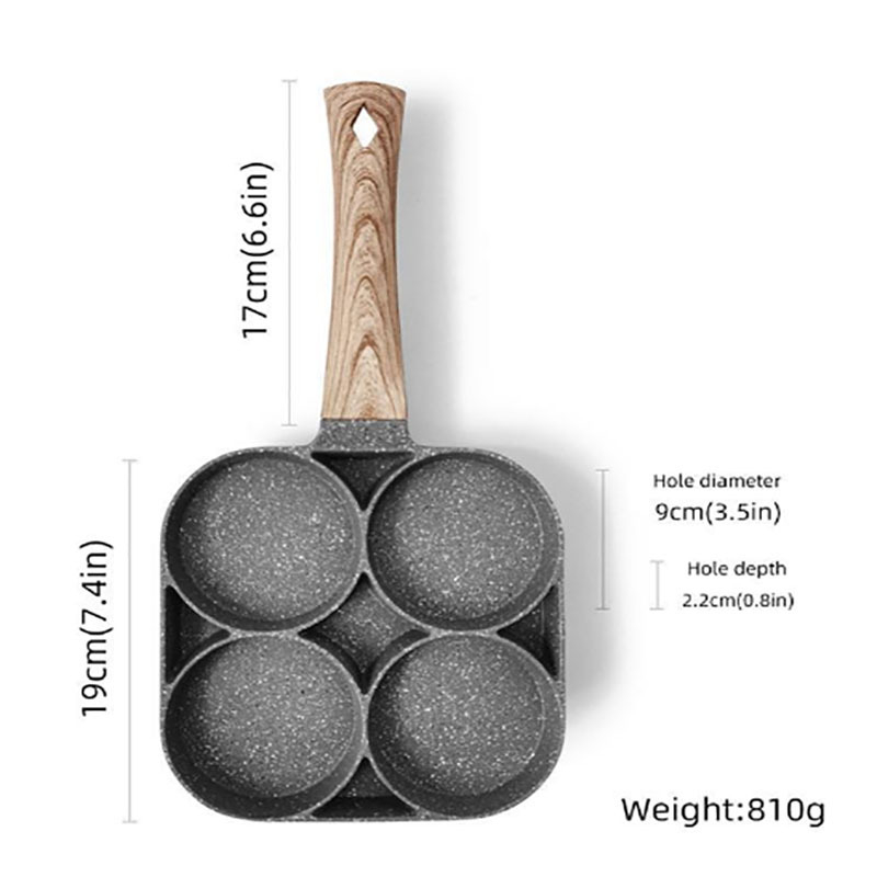 Tarpvalstybinis pusryčių puodas „Maifan Stone“ keturių skylučių kiaušinių keptuvė neprideganti kiaušinių koldūnų keptuvė kiaušinių mėsainių keptuvė virtuvės artefaktas