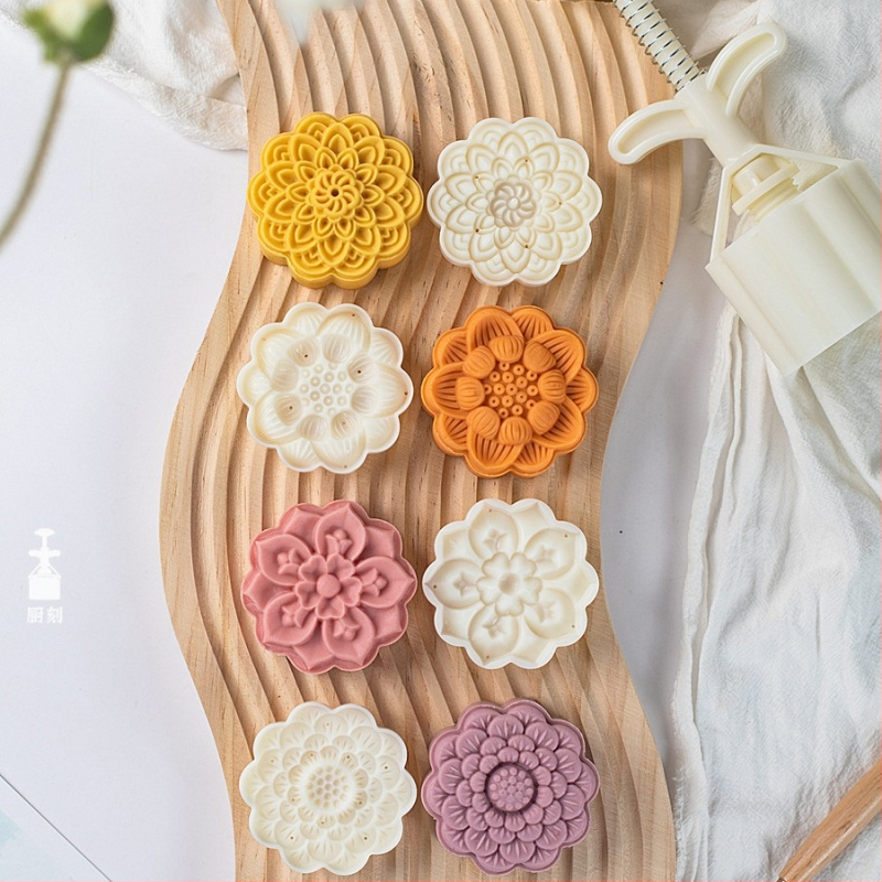 [Kümme lootoseseemnetükki] Kuukoogi vorm 75g kolmemõõtmeline käsitsi survega plastist abrasiivsed Hiina küpsetusvahendid