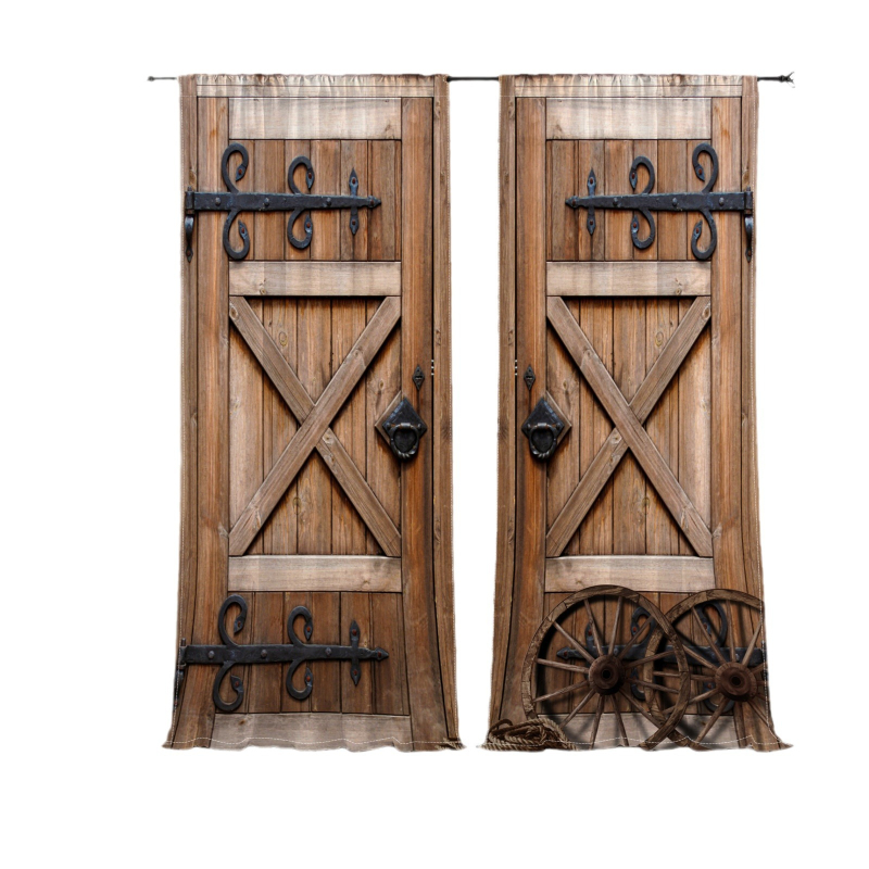 2 tk maalähedases stiilis kardinapuust taskuga maalähedases stiilis trükitud valgust filtreeriv köögi elutoa magamistoa aknakardin