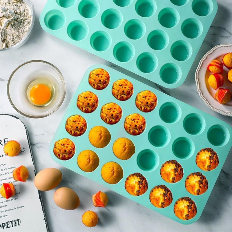 24 skylių silikoninė kepimo forma, ledo gaminimo silikoninė forma, mažų pyragų kepimas popietės arbatai, aukštos kokybės