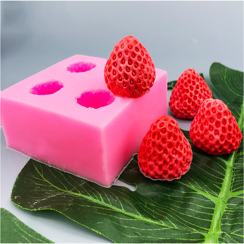 3D stereo zemeņu silikona veidne fondanta kūkas šokolādes dekorēšanas veidne DIY cepšanas veidne