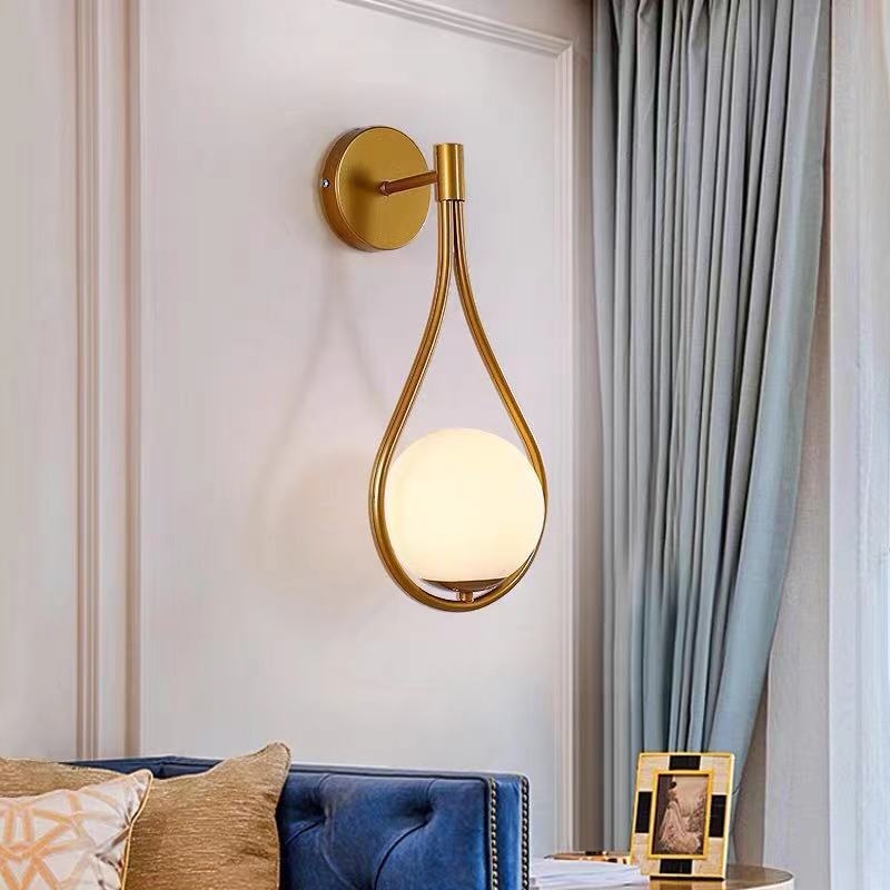 Zidna lampa u nordijskom stilu za dnevni boravak, spavaću sobu, noćnu lampu, personaliziranu, kreativnu, kovano željezo, balkon, hodnik, staklenu zidnu lampu