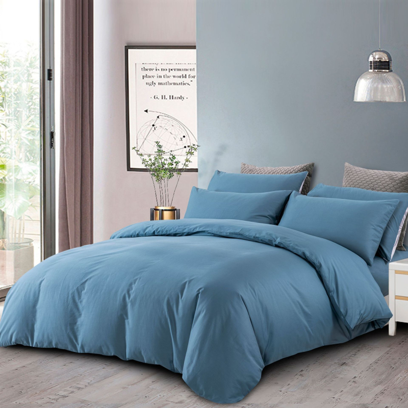 Grynos medvilnės keturių dalių patalynė studentų bendrabučio paklodė antklodės užvalkalas iš grynos medvilnės, paprastas, odai draugiškas, naujas, margintas antklodės užvalkalas, dvigubas