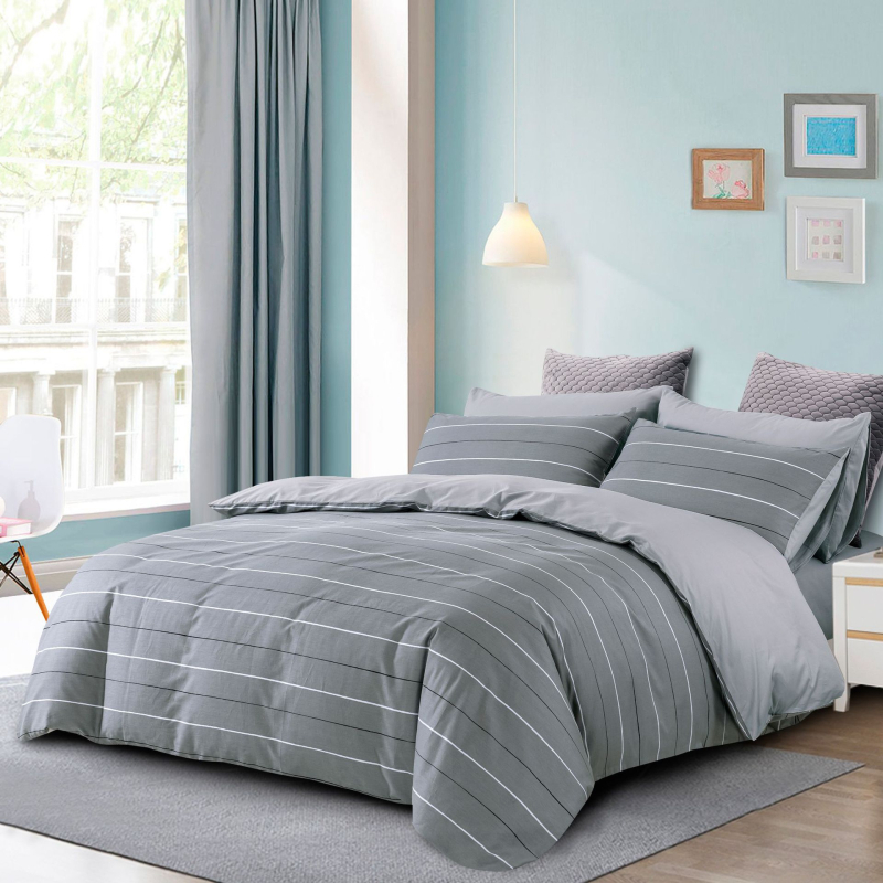 Grynos medvilnės keturių dalių patalynė studentų bendrabučio paklodė antklodės užvalkalas iš grynos medvilnės, paprastas, odai draugiškas, naujas, margintas antklodės užvalkalas, dvigubas