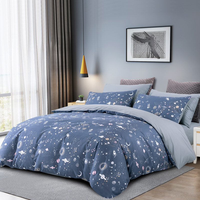 Grynos medvilnės keturių dalių patalynė studentų bendrabučio paklodė antklodės užvalkalas iš grynos medvilnės, paprastas, odai draugiškas, naujas, margintas antklodės užvalkalas, dvigubas