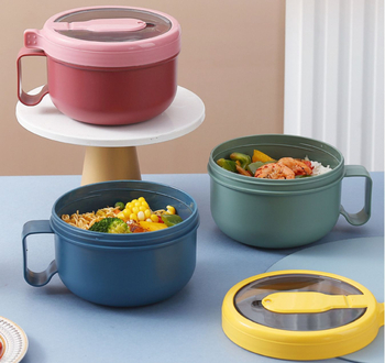 Miela pietų dėžutė studentams ir biuro studentams, mikrobangų krosnelėje šildoma pietų dėžutė, sandari, nepralaidi, didelės talpos makaronų dubenėlis su dangteliu.