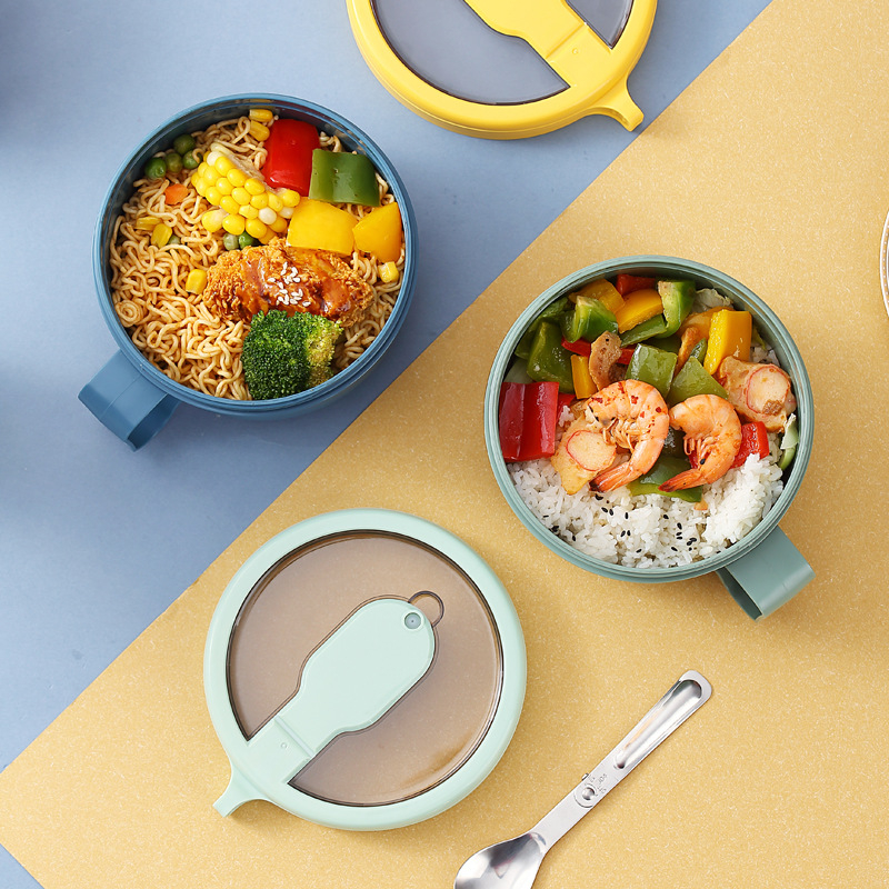 Miela pietų dėžutė studentams ir biuro studentams, mikrobangų krosnelėje šildoma pietų dėžutė, sandari, nepralaidi, didelės talpos makaronų dubenėlis su dangteliu.