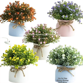 Stalinis svetainės mažų vazoninių augalų papuošalai, dirbtinės gėlės, namų dekoravimo augalai, imituojami žalieji augalai, kūdikio kvėpavimas, dirbtinių žaliųjų augalų dekoracija