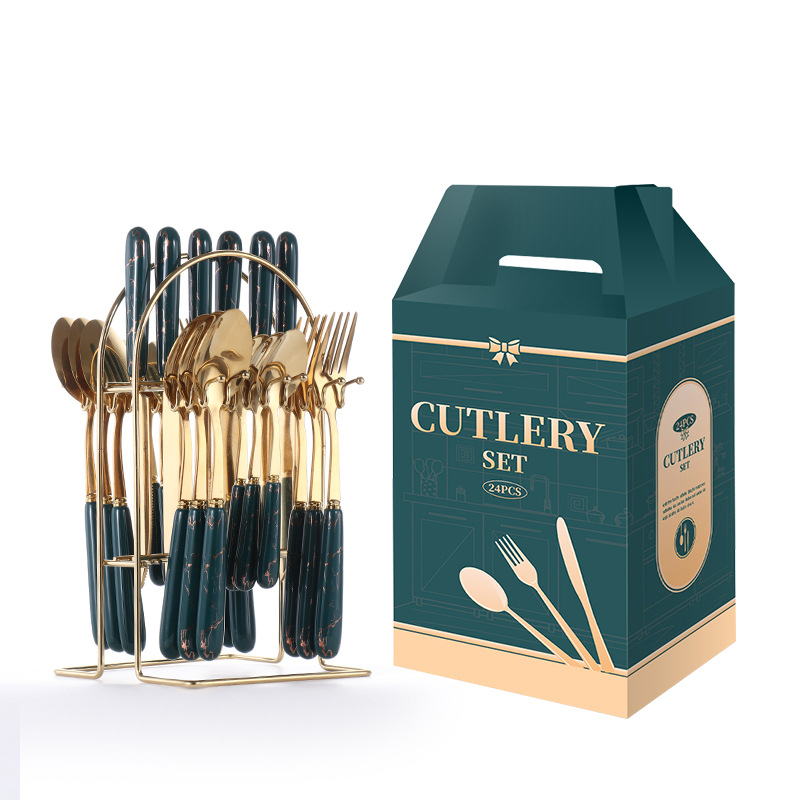 Tarpvalstybinė elektroninės prekybos nerūdijančio plieno kepsnių peilių ir šakučių rinkinys, europietiško stiliaus buitinis vakarietiško restorano stalo įrankių rinkinys, peilis, šakutė ir šaukštas, keturių dalių rinkinys