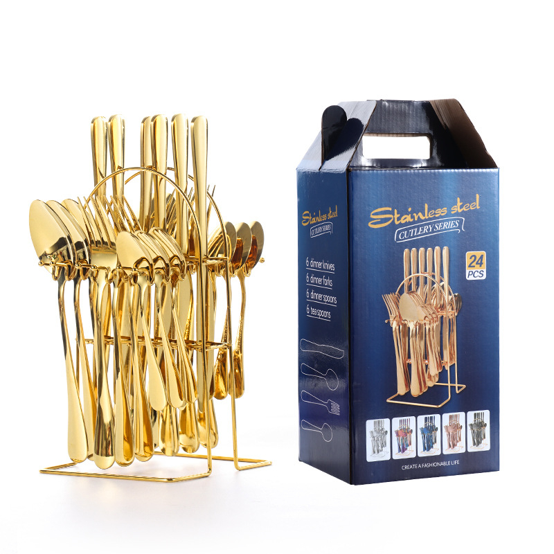 Tarpvalstybinė elektroninės prekybos nerūdijančio plieno kepsnių peilių ir šakučių rinkinys, europietiško stiliaus buitinis vakarietiško restorano stalo įrankių rinkinys, peilis, šakutė ir šaukštas, keturių dalių rinkinys