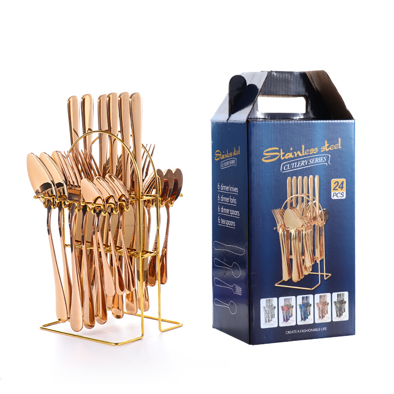 Tarpvalstybinė elektroninės prekybos nerūdijančio plieno kepsnių peilių ir šakučių rinkinys, europietiško stiliaus buitinis vakarietiško restorano stalo įrankių rinkinys, peilis, šakutė ir šaukštas, keturių dalių rinkinys