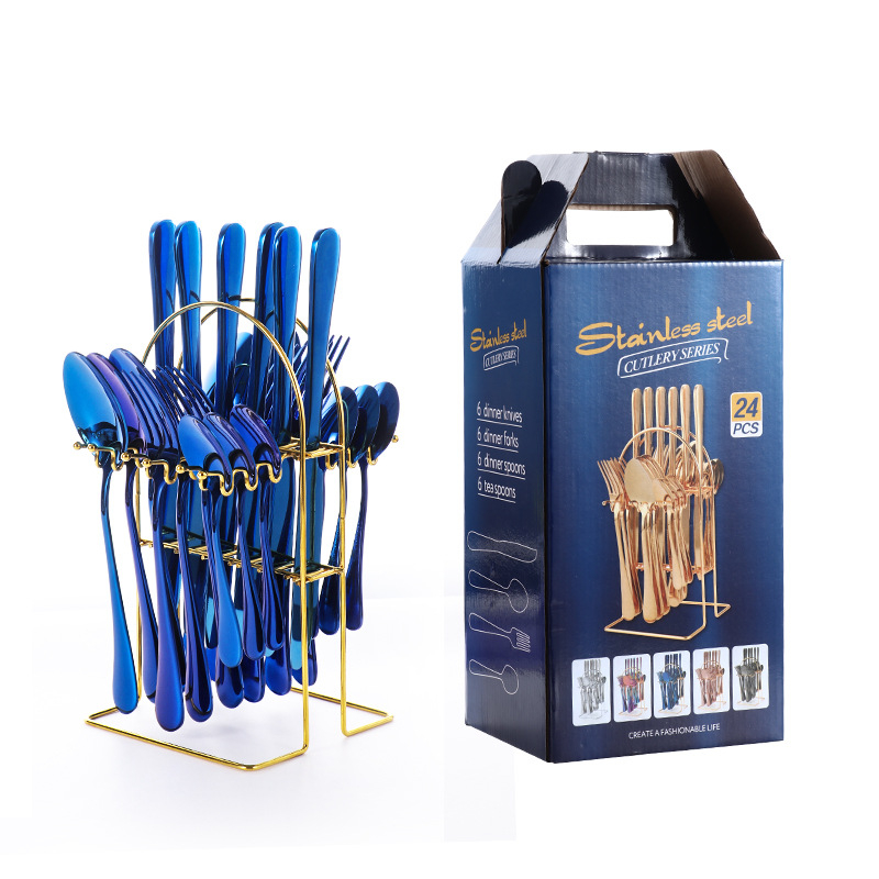 Tarpvalstybinė elektroninės prekybos nerūdijančio plieno kepsnių peilių ir šakučių rinkinys, europietiško stiliaus buitinis vakarietiško restorano stalo įrankių rinkinys, peilis, šakutė ir šaukštas, keturių dalių rinkinys