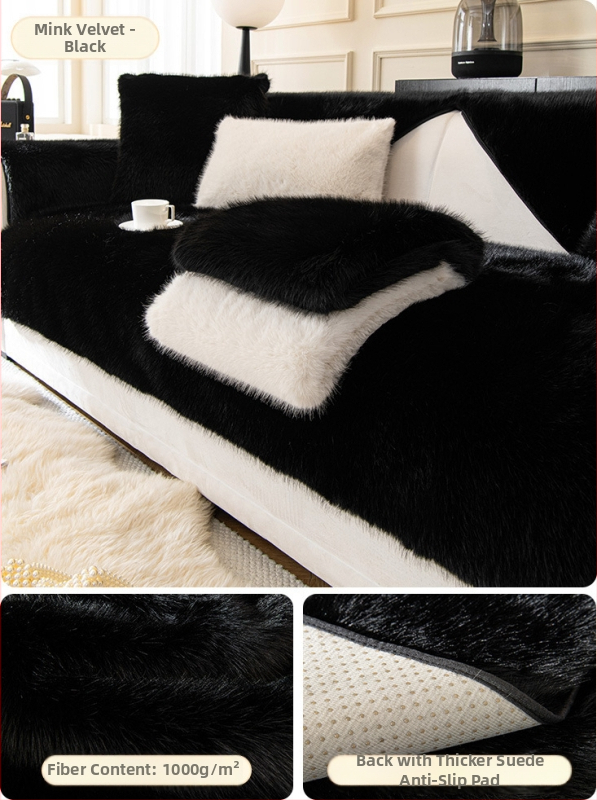 Prancūziško audinės aksomo pliušinė sofos pagalvėlė, žieminė sustorinta neslystanti pagalvėlė, paprastas modernus užvalkalas, pilnai uždengtas rankšluostis, didmeninė prekyba