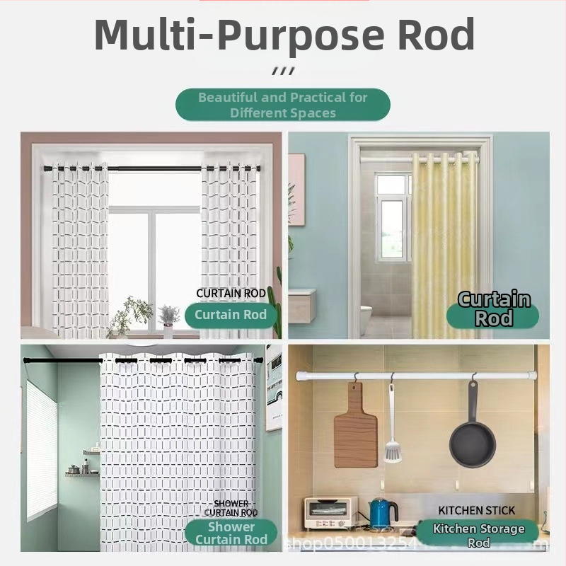 Трансгранична търговия на едро с телескопичен прът без перфоратор, сушилник за дрехи, многофункционален прът, сушилник за дрехи, пързалка за завеси за спалня, пързалка за завеси за баня, пързалка за душ
