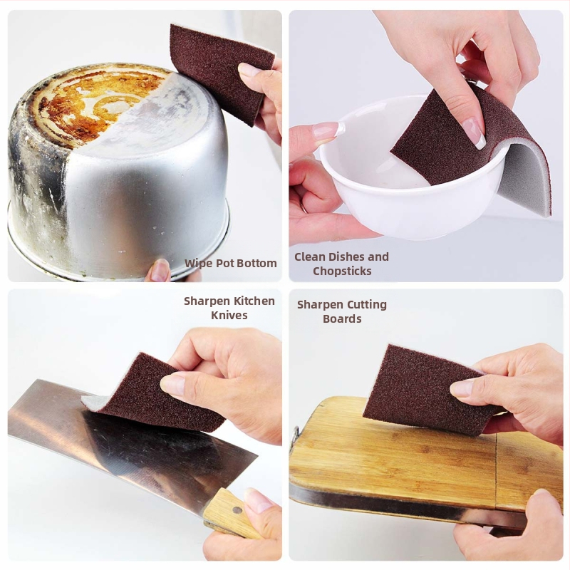 Smirģeļa sūklis, divpusēja dekontaminācijas tīrīšanas spilventiņš, virtuves tīrīšana, trauku mazgāšanas birste, burvju birste, panna