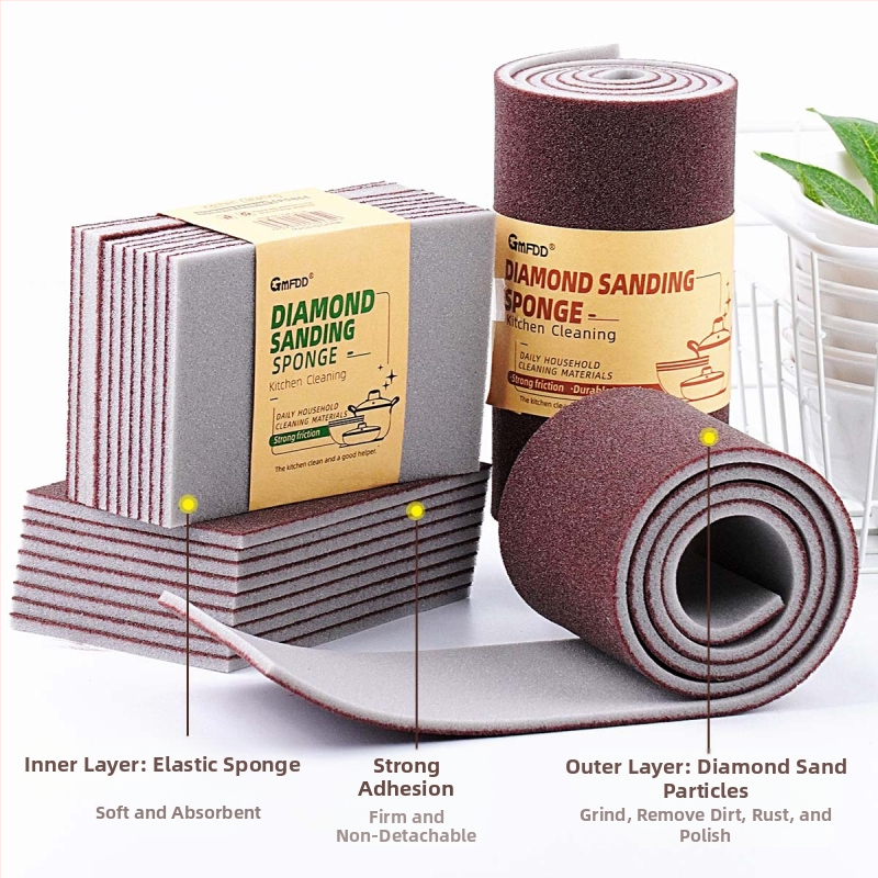 Smirģeļa sūklis, divpusēja dekontaminācijas tīrīšanas spilventiņš, virtuves tīrīšana, trauku mazgāšanas birste, burvju birste, panna