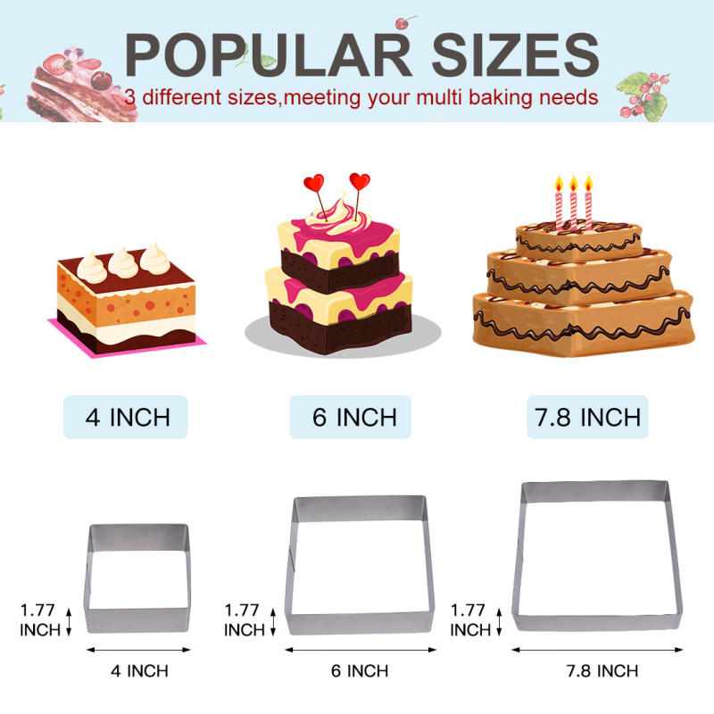 Kalup za torte od tri dijela, prsten od nehrđajućeg čelika, prekogranični, odgovara za DIY alate za pečenje krafni i kolačića u kuhinji