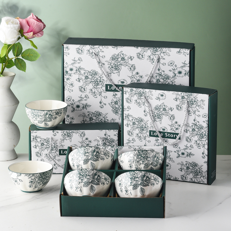 Kinkekausside komplekt Camellia keraamiliste lauanõude komplekt kauss kinkekarbi komplekt müügiks avamiskingitus kaasnev kinkekauss söögipulkade komplekt kauss