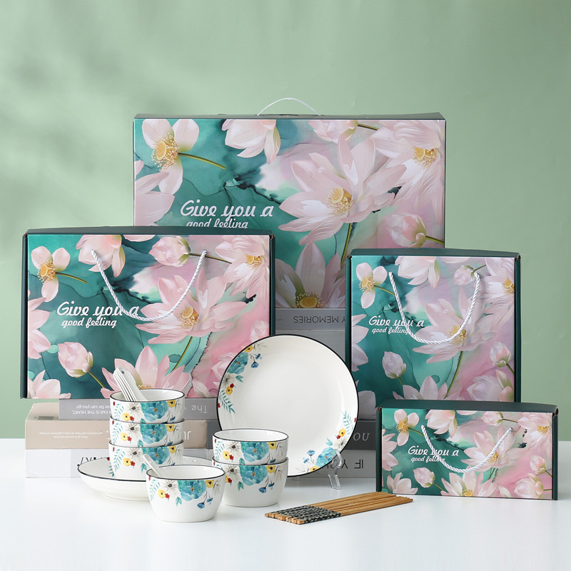 Kinkekausside komplekt Camellia keraamiliste lauanõude komplekt kauss kinkekarbi komplekt müügiks avamiskingitus kaasnev kinkekauss söögipulkade komplekt kauss