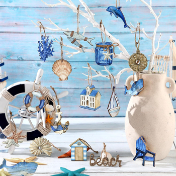 Νέο Προϊόν 36 τεμάχια Ξύλινη Διακόσμηση για Καλοκαίρι σε Παραλία Διακόσμηση Θαλάσσιας Ζωής Αστερίας Κέλυφος Κενό Ξύλινη Διακόσμηση για Σκάφος