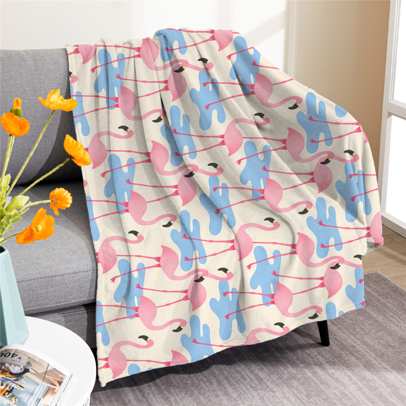 Piiriülene roosa flamingo tekk digitaaltrükiga kliimaseadmega tekk Amazon Nap tekk flanelltekkide hulgimüük