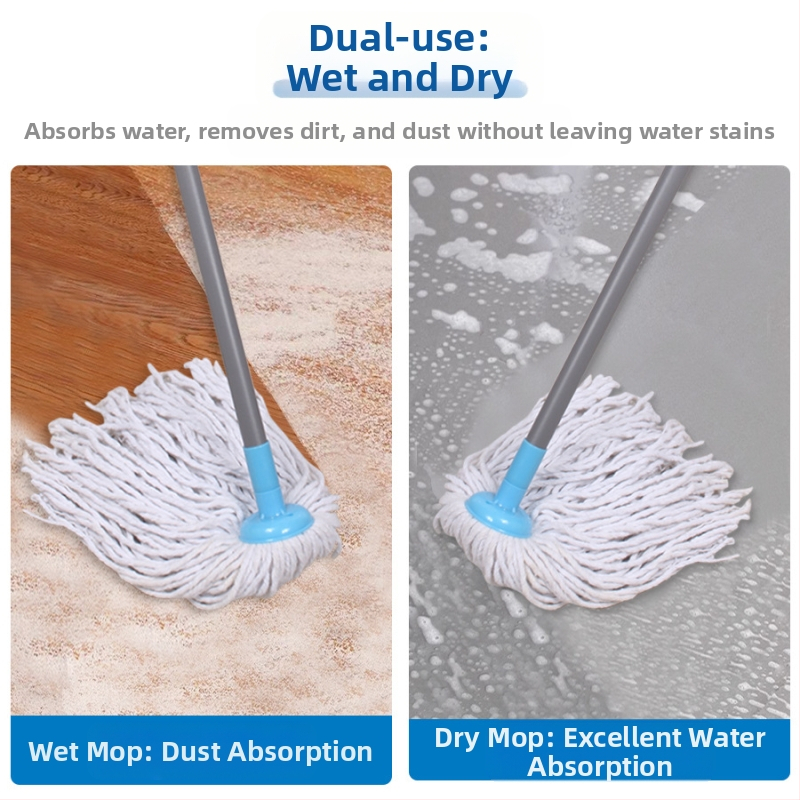 Австралийски полиестерен памучен моп, без ръчно пране, мокър и сух, домакински кръгъл абсорбиращ моп, дървен моп за под, старомоден моп