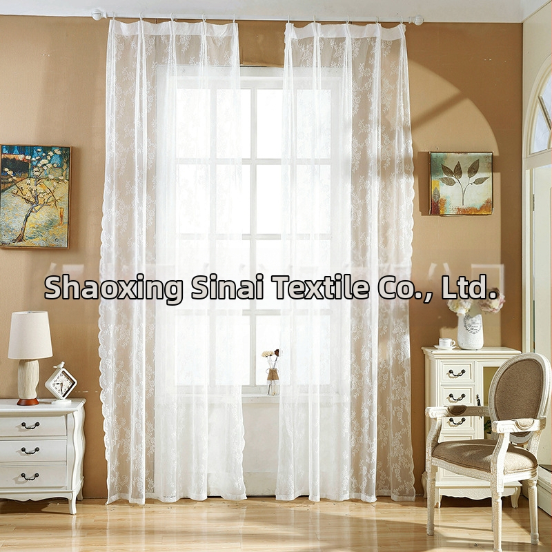 Gamintojas pilnas poliesterio nėrinių langų ekranas nėrinių užuolaidų langų ekrano audinys vandens bangų iškirptas šviesą praleidžianti užuolaida