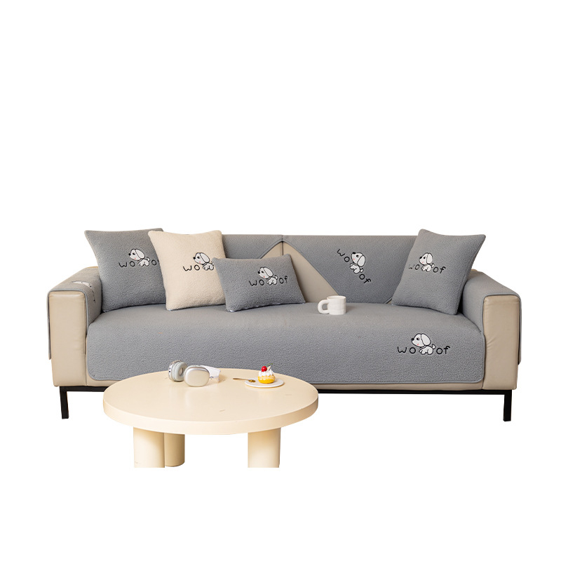 Плътна цветна възглавница за диван, универсална, всички сезони 2024, семпла, модерна, плюшена, неплъзгаща се, прахоустойчива, устойчива на драскотини от котка, калъфка за диван, кърпа