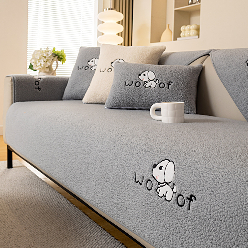 Плътна цветна възглавница за диван, универсална, всички сезони 2024, семпла, модерна, плюшена, неплъзгаща се, прахоустойчива, устойчива на драскотини от котка, калъфка за диван, кърпа