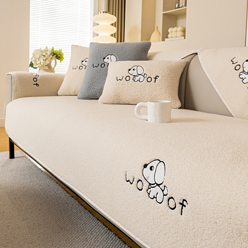 Плътна цветна възглавница за диван, универсална, всички сезони 2024, семпла, модерна, плюшена, неплъзгаща се, прахоустойчива, устойчива на драскотини от котка, калъфка за диван, кърпа