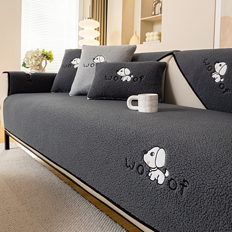 Плътна цветна възглавница за диван, универсална, всички сезони 2024, семпла, модерна, плюшена, неплъзгаща се, прахоустойчива, устойчива на драскотини от котка, калъфка за диван, кърпа