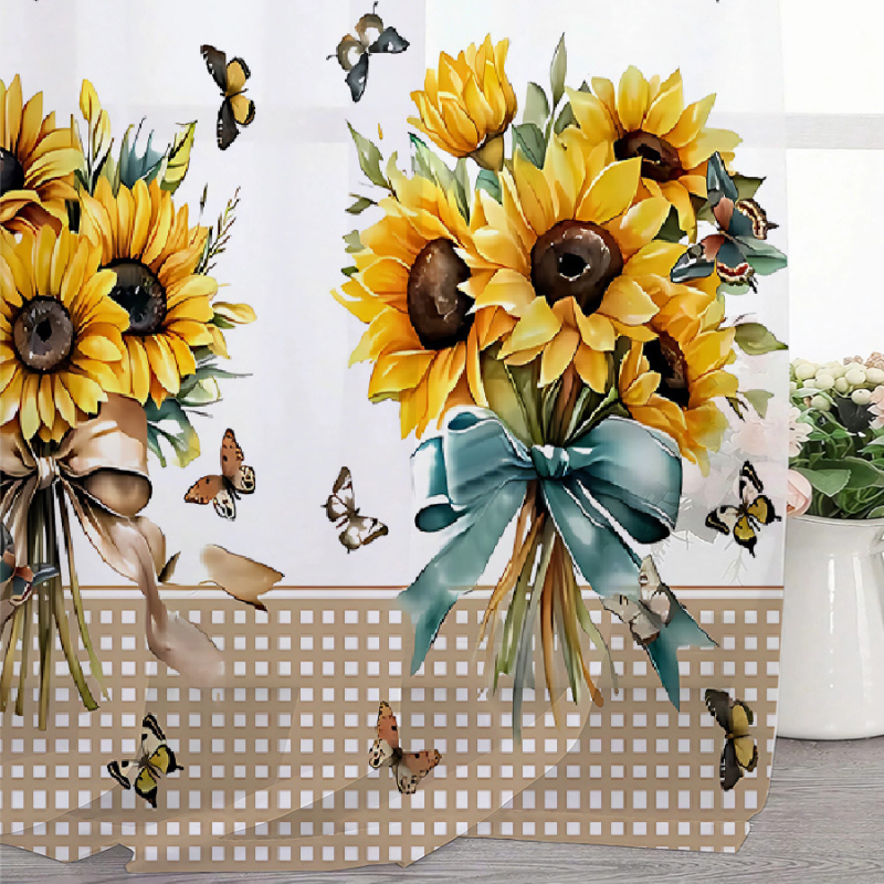 2 vnt. saulėgrąžų puokštės drugelio AB gabalo marlės užuolaidos miegamojo vonios kambario langų dekoracija